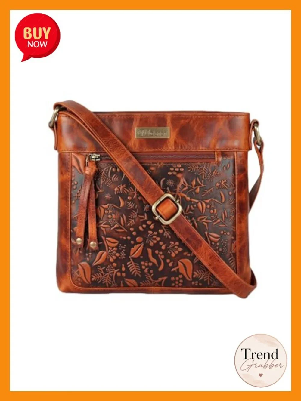 Genuine Leather Crossbody Purse With Adjustable Strap